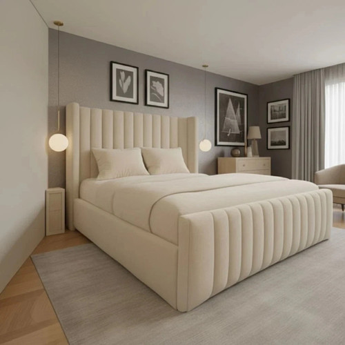 Winged panel bed frame - frame, plush