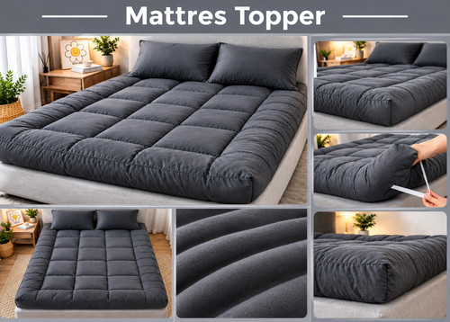 Grey white mattress - grey, –
