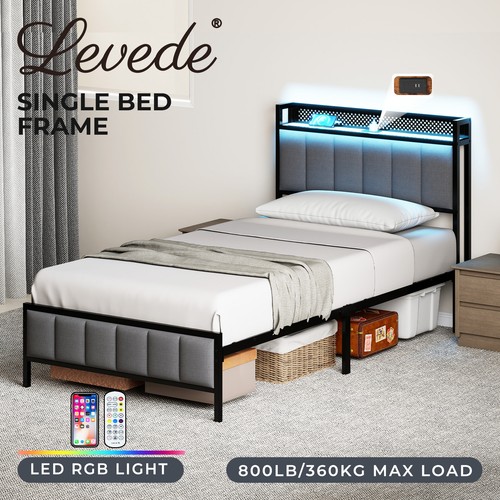 Levede single bed frame - levede, led