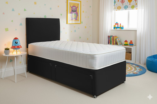 Plush single divan - bed, set