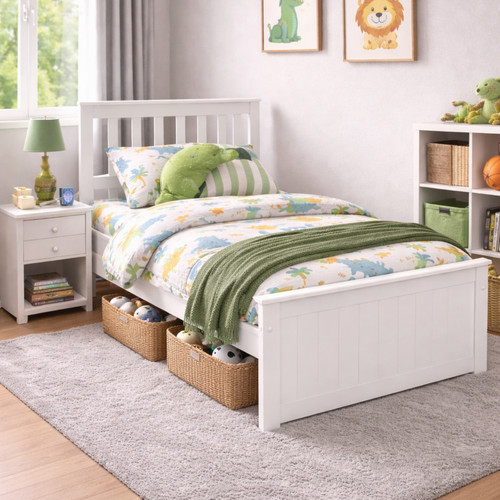 Rio white wooden bed kids - wooden,
