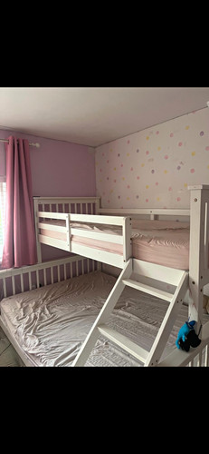 White wooden bunk - wooden, bed