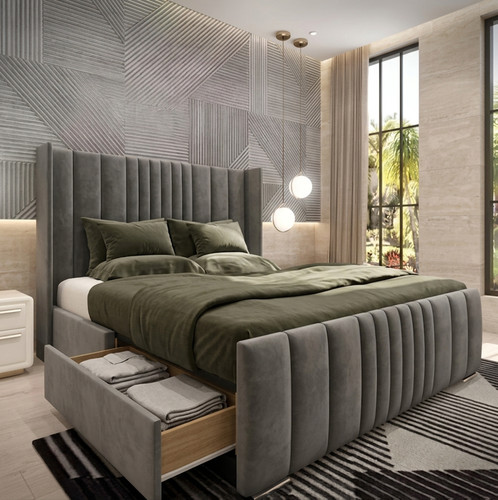 Panels divan bed set - divan, plush