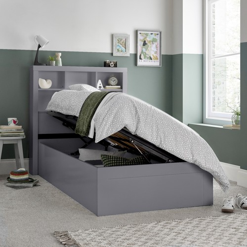 Oscar grey wooden ottoman - grey,