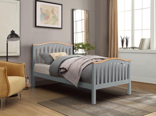 Grey pine bed 3ft - pine,