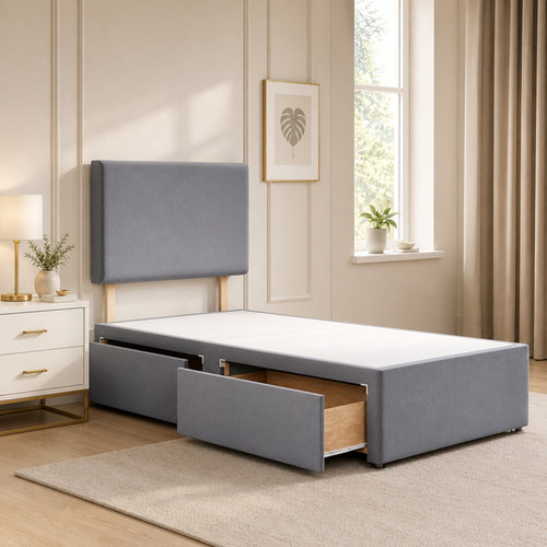 Single divan bed with - divan, plush