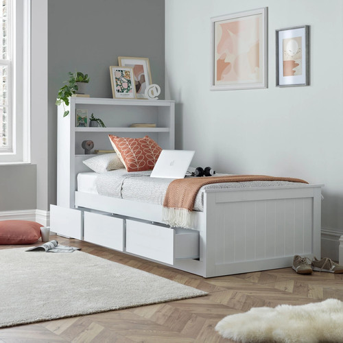 Enzo white wooden drawer - white, 3